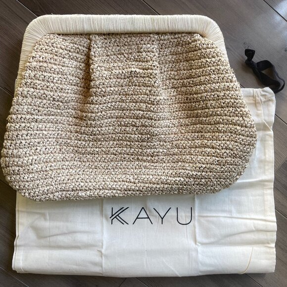 NWOT: Kayu Signe Knit Raffia Clutch, Oversized, Magnetic Closure, Tuckernuck - Picture 2 of 6